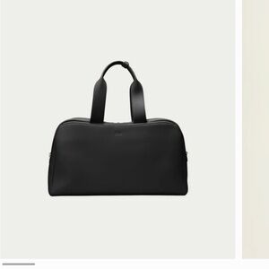 Minimalist Black Leather Weekender Freja Bag with Gold Hardware (like new)